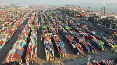 航拍港口码头货运集装箱物流